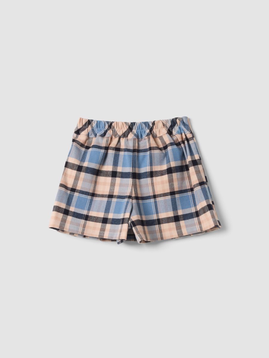 Blue checked stretch viscose skort_1