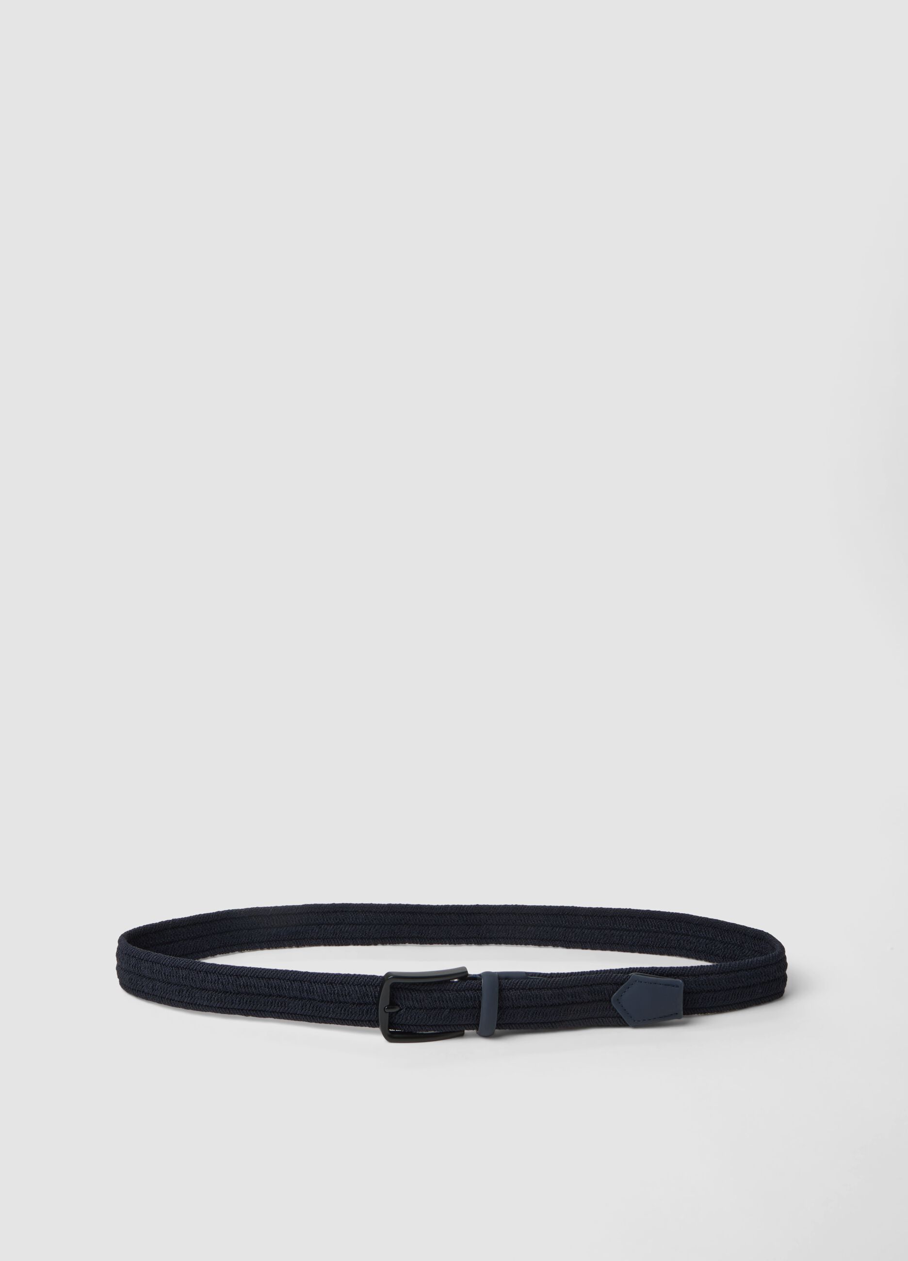 Blue braided cotton-blend belt