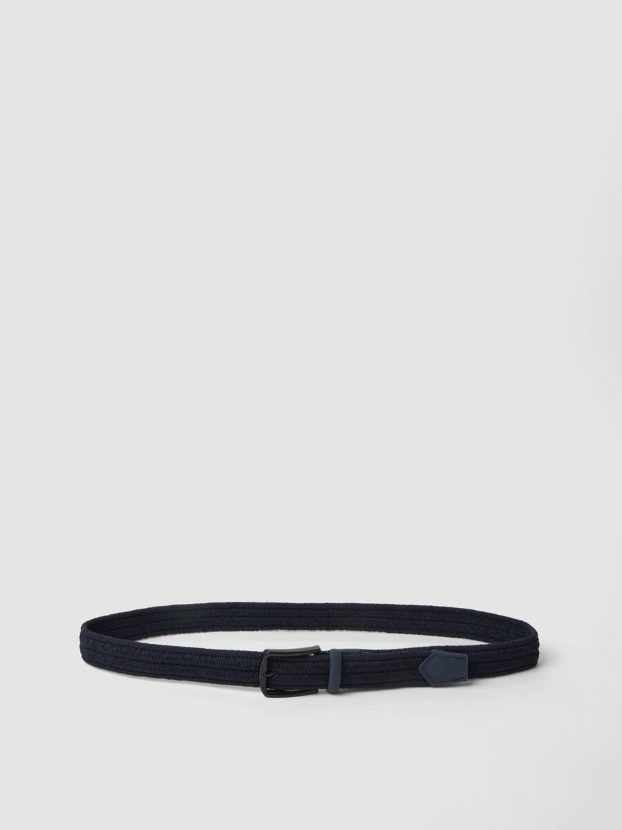 Blue braided cotton-blend belt_0