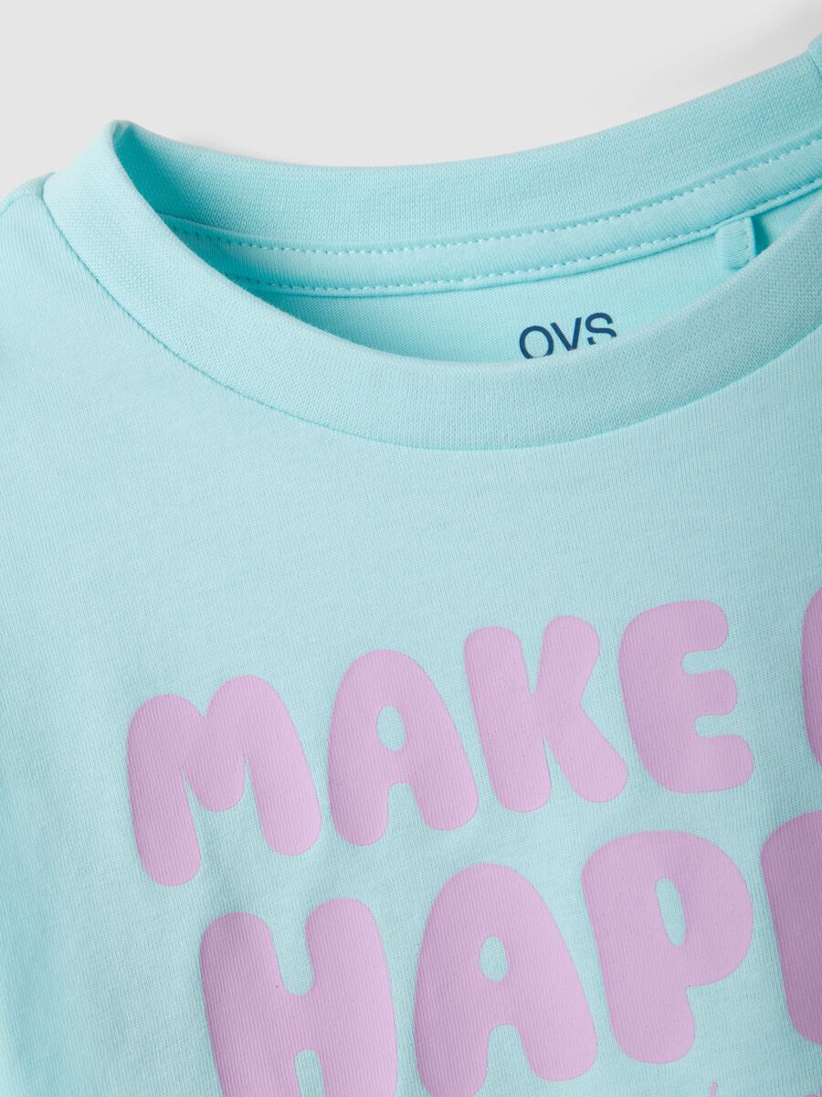 M&auml;dchen T-Shirt aus reiner Baumwolle in Blau, boxy Fit mit Schriftzug_2