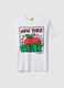White pure cotton regular fit T-shirt with Keith Haring print_0