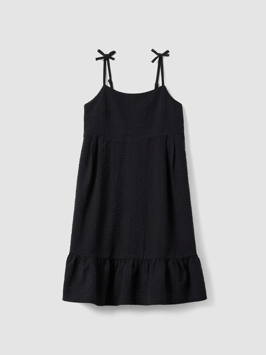 Black pure cotton dress with thin straps_3