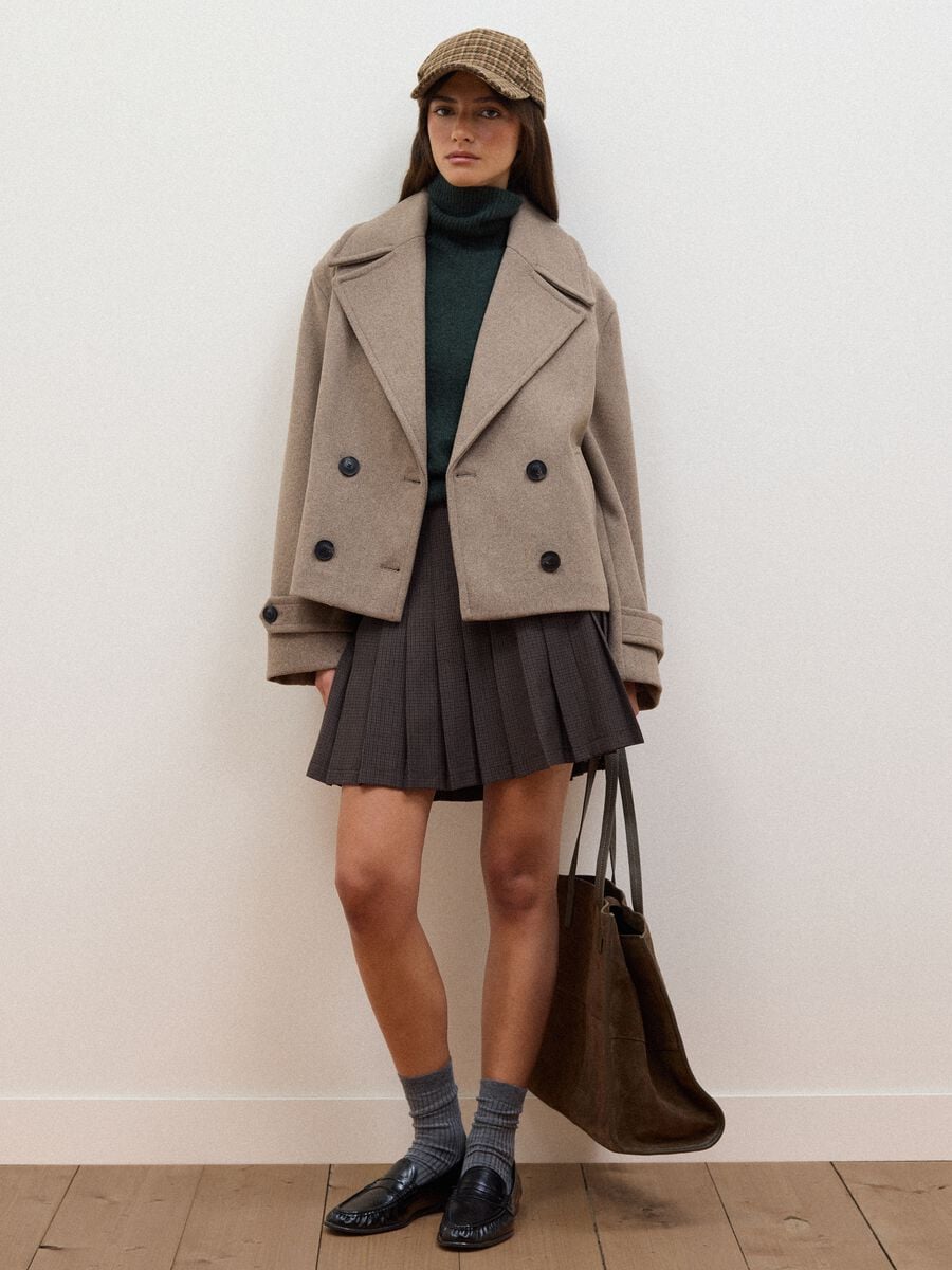 Brown wool and viscose blend coat_2