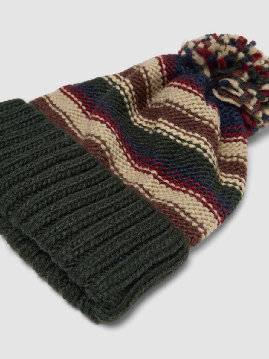 Multicolour beanie with pom pom_1