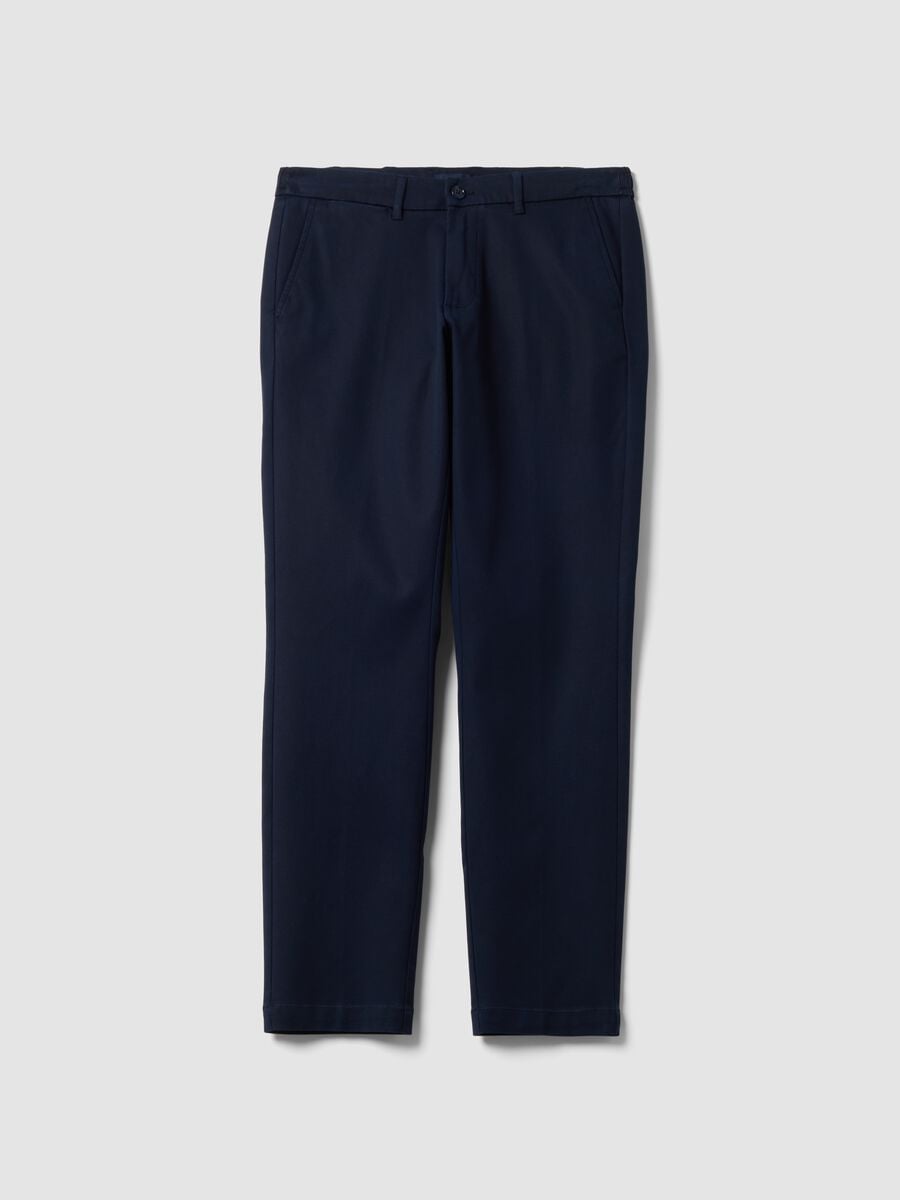 Blue slim-fit chino trousers in lyocell and stretch cotton_4