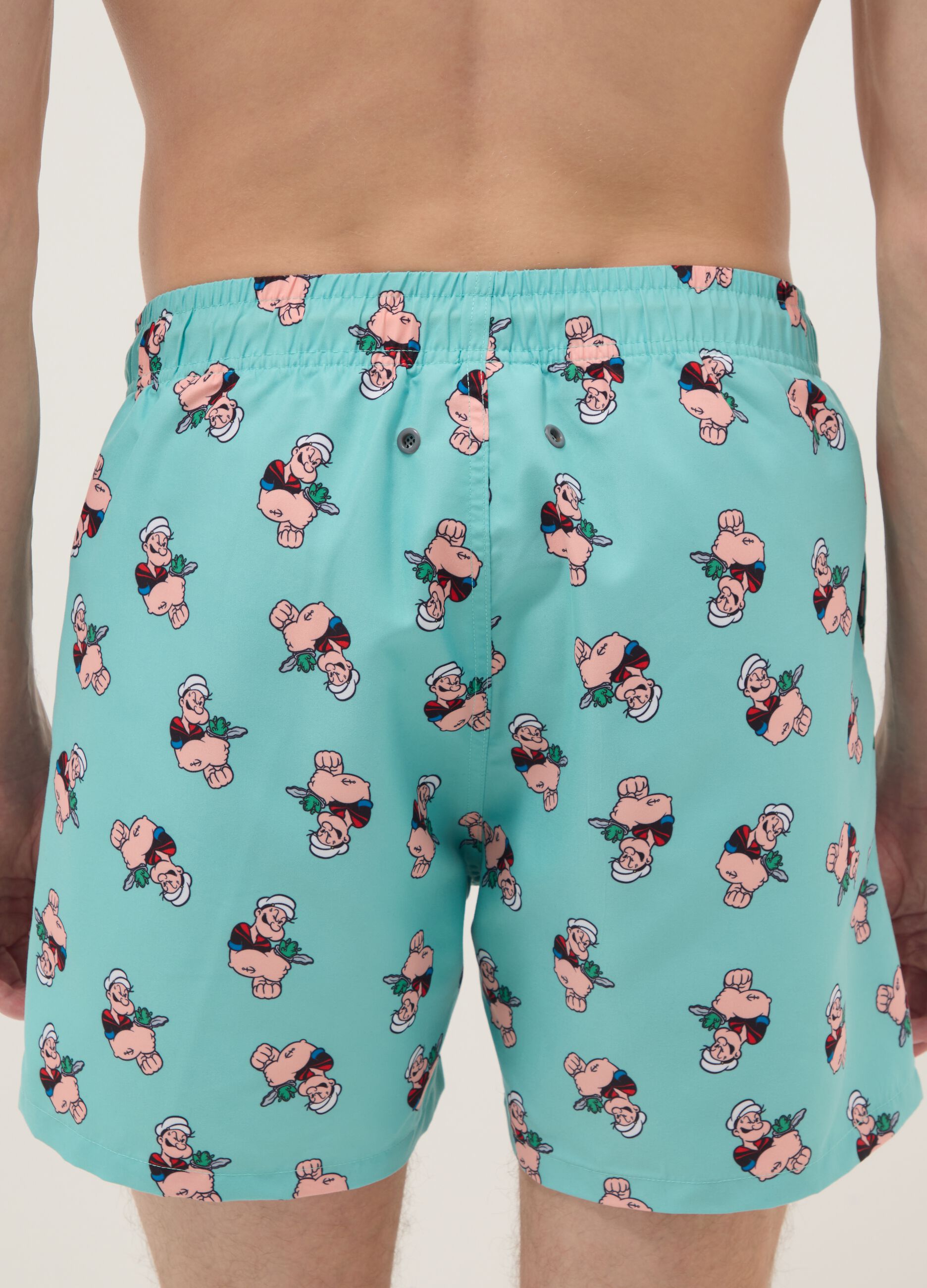 Blue Swim Shorts with Popeye Prints