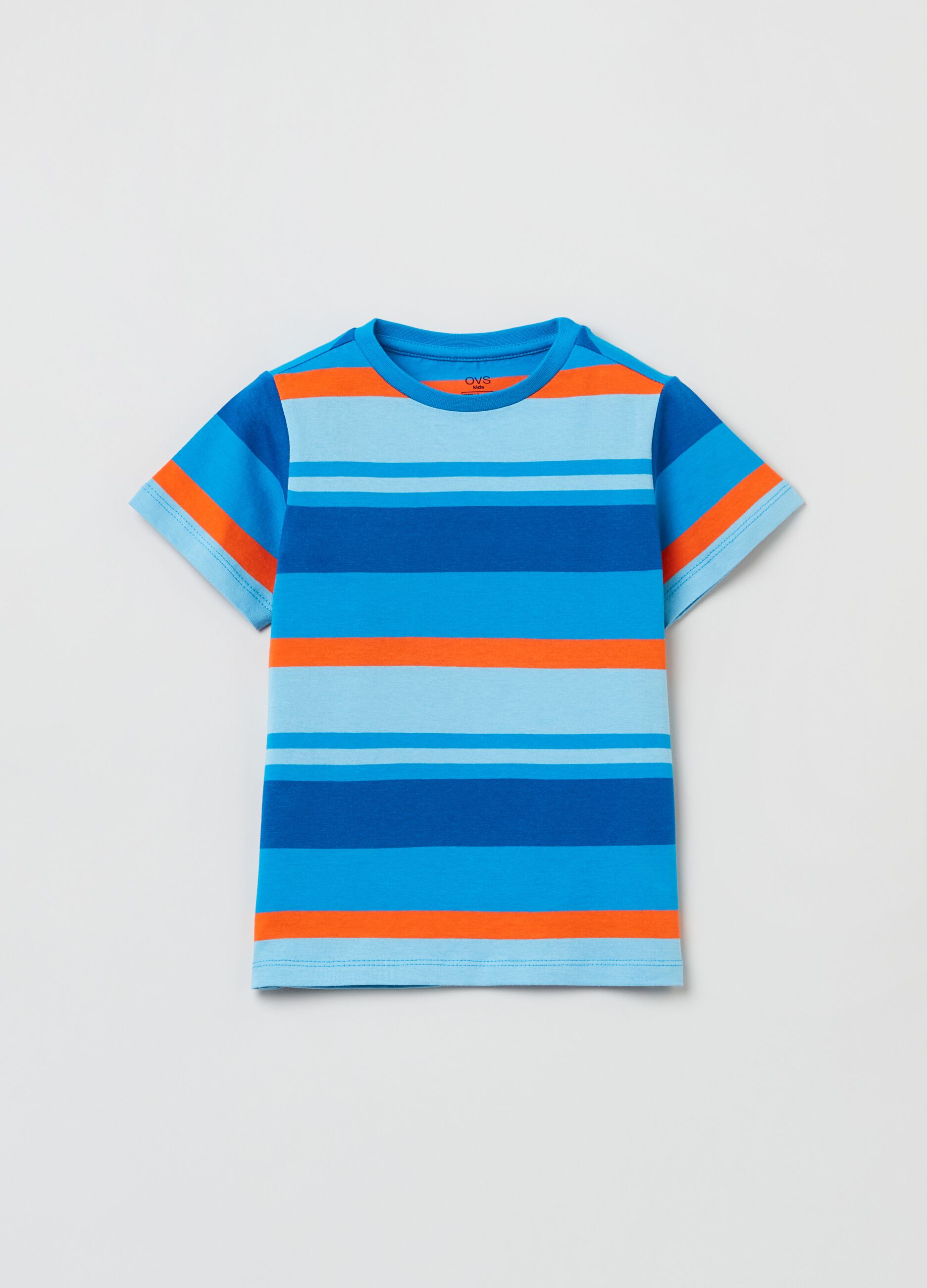 Camiseta de algodón de rayas multicolor