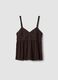Braunes Crochet-Tanktop aus reiner Viskose, Regular Fit_0