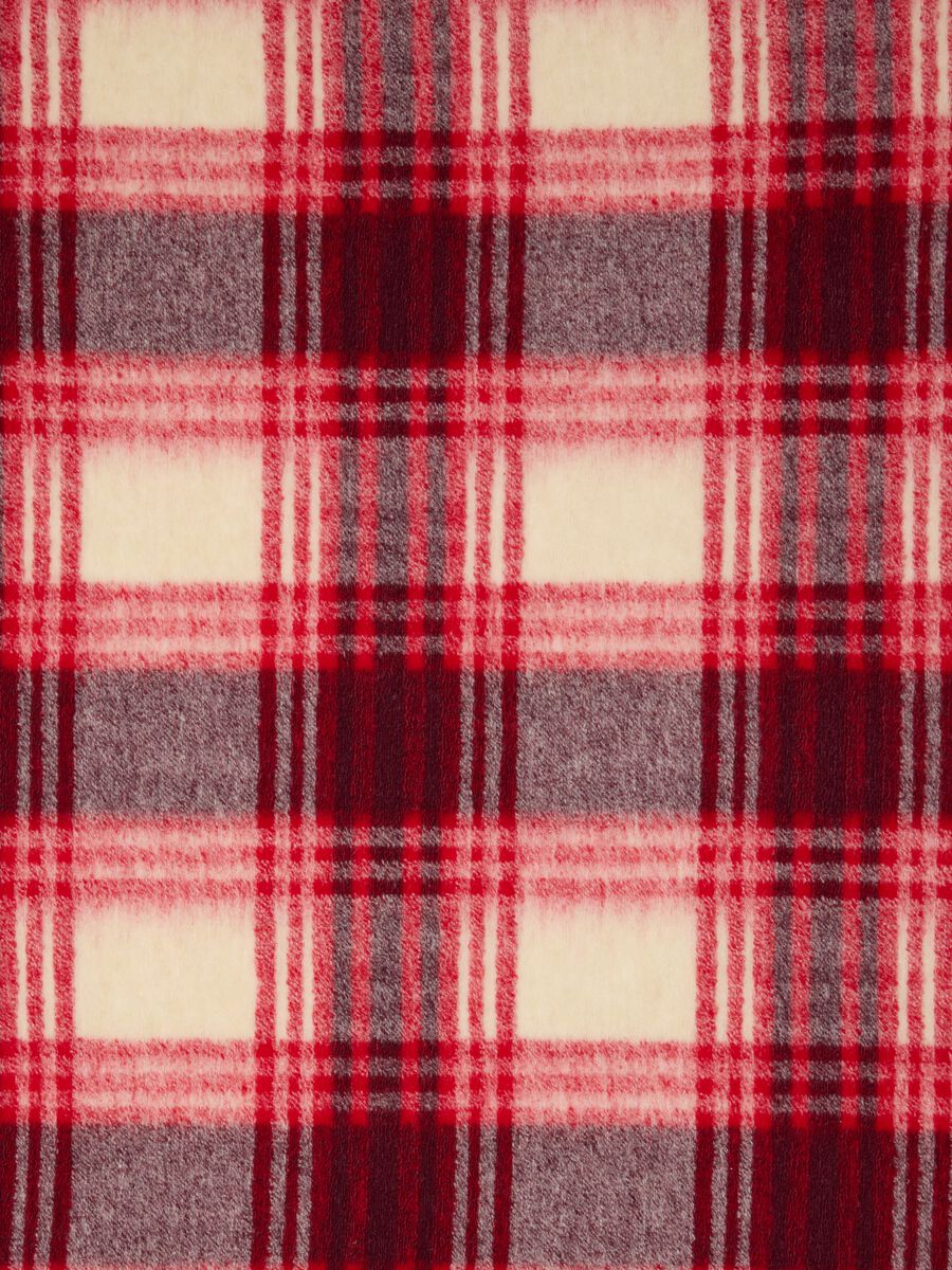 Manta de mistura de l&atilde; aos quadrados multicolor com franjas_1