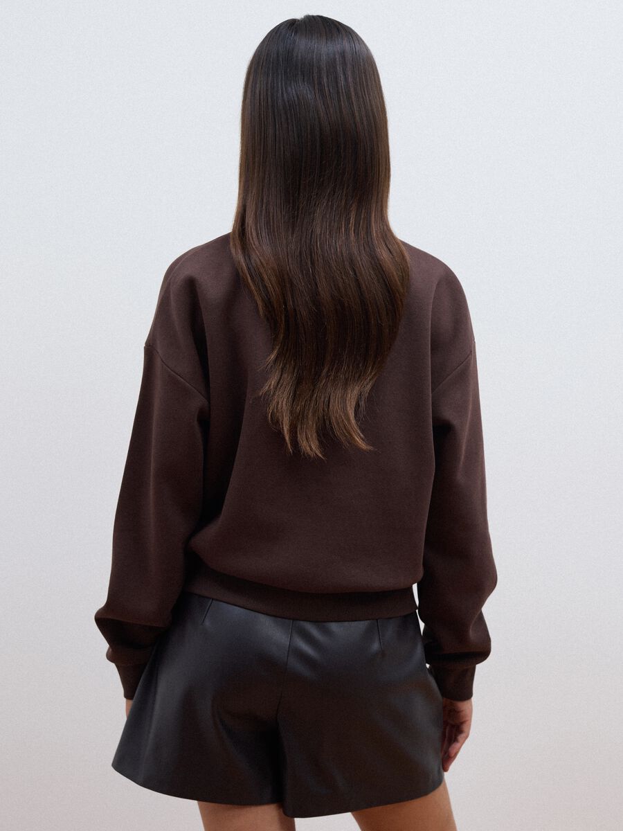 Brown cotton-blend crew-neck sweatshirt, regular fit_3