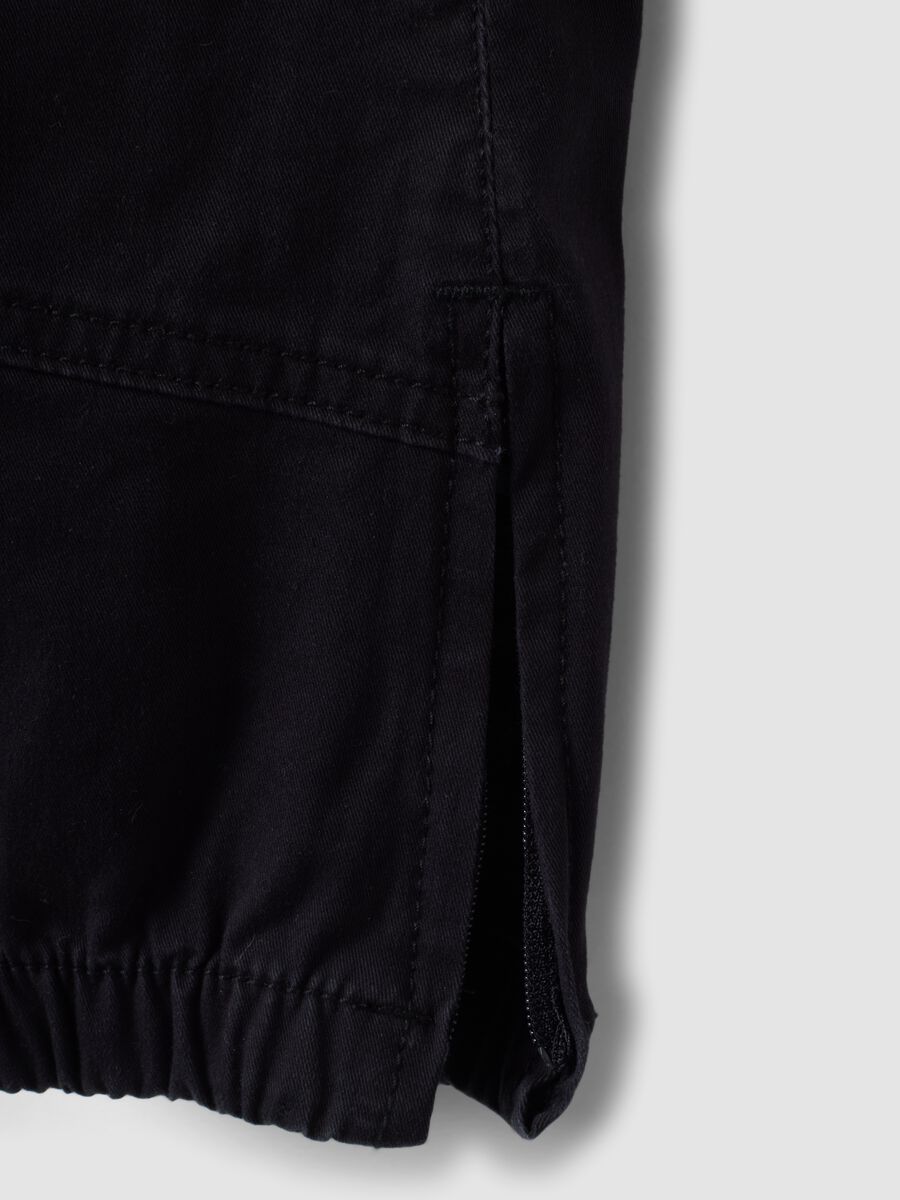 Black stretch cotton jogger trousers for boys_3