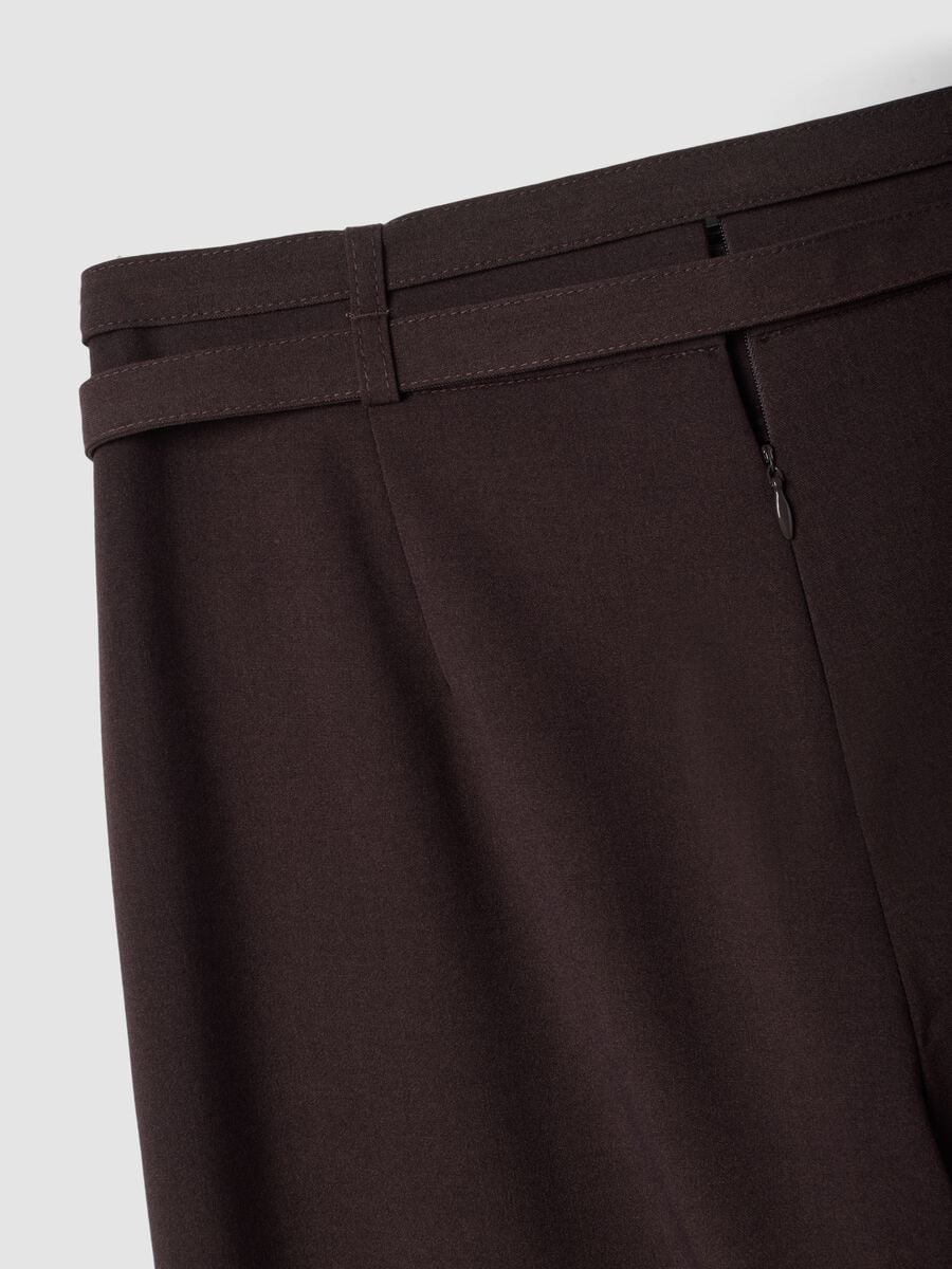 Brown stretch-viscose tailored trousers with belt_6