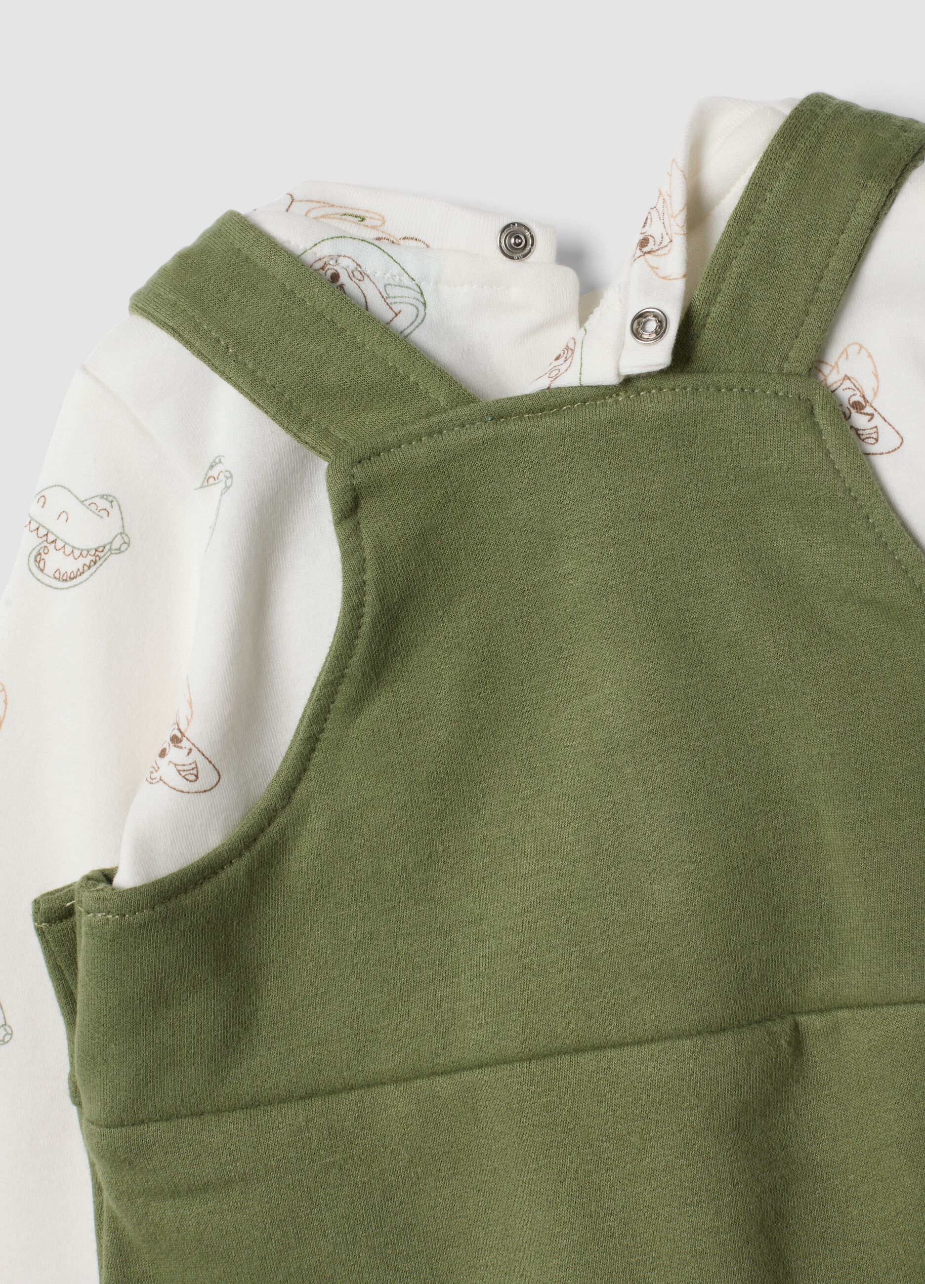 Completo verde in puro cotone organico con stampa Toy Story