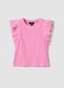 Girls&rsquo; pink stretch cotton vest top with ruffles_0