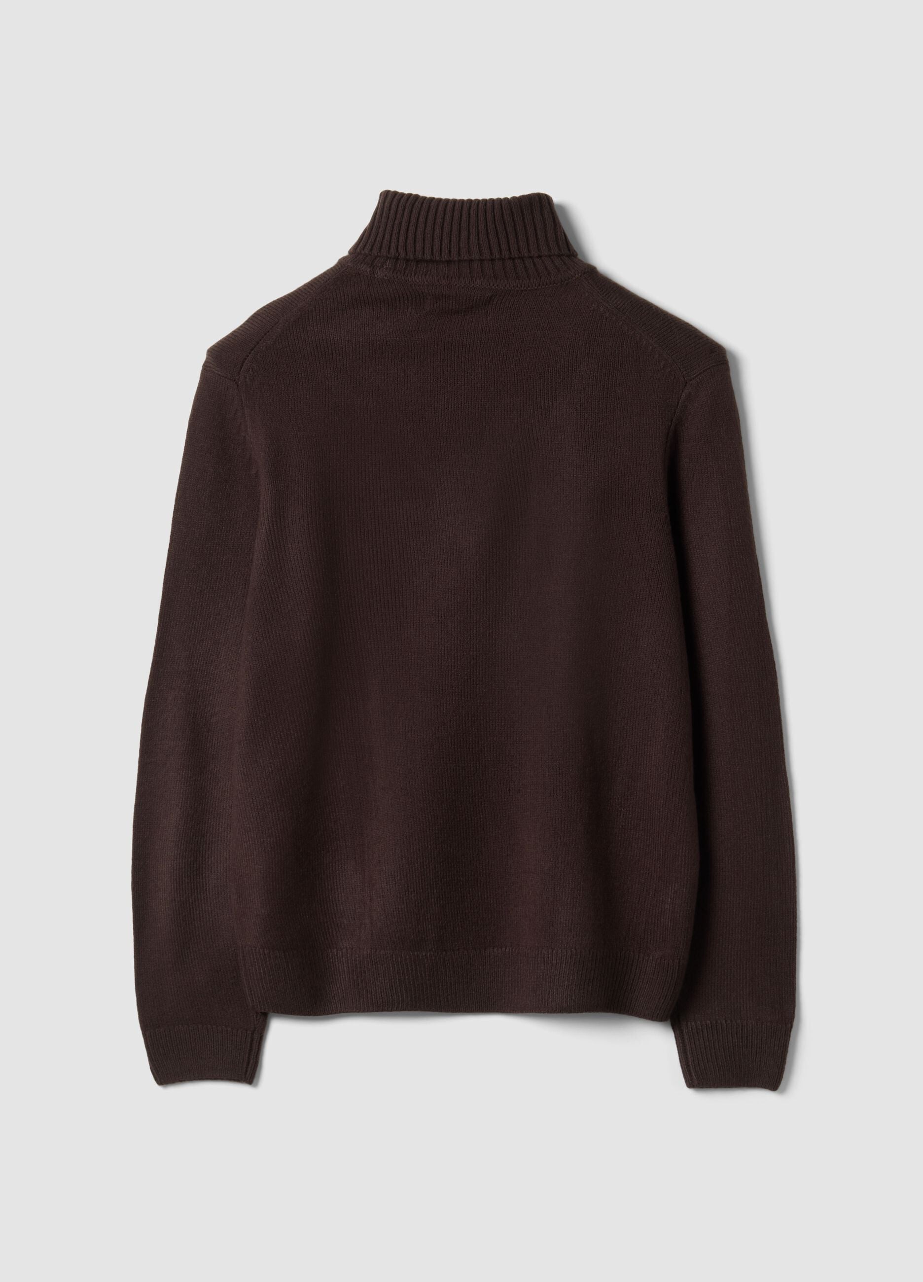 Maglia marrone a dolcevita regular fit in jersey knit