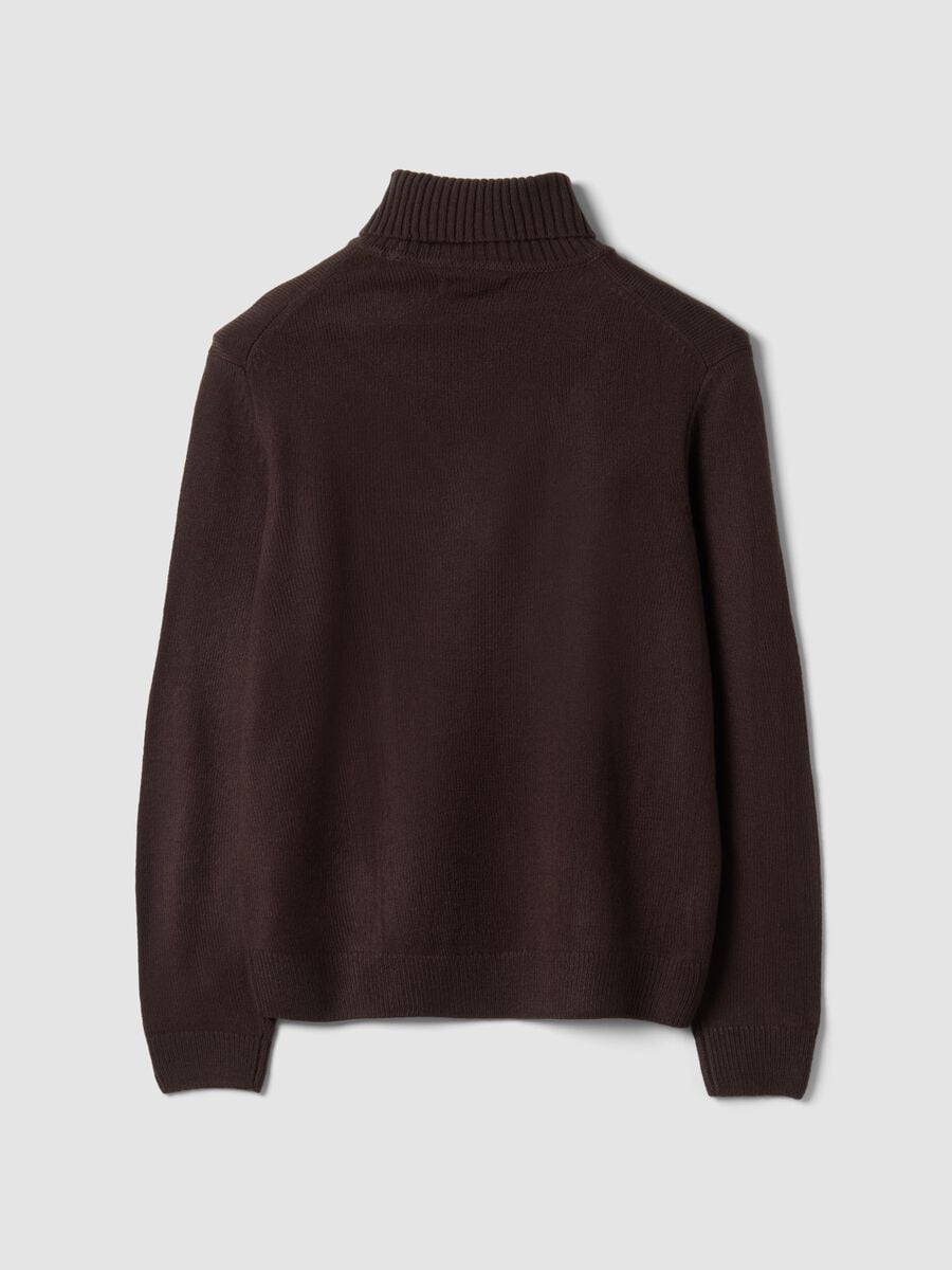 Maglia marrone a dolcevita regular fit in jersey knit_2