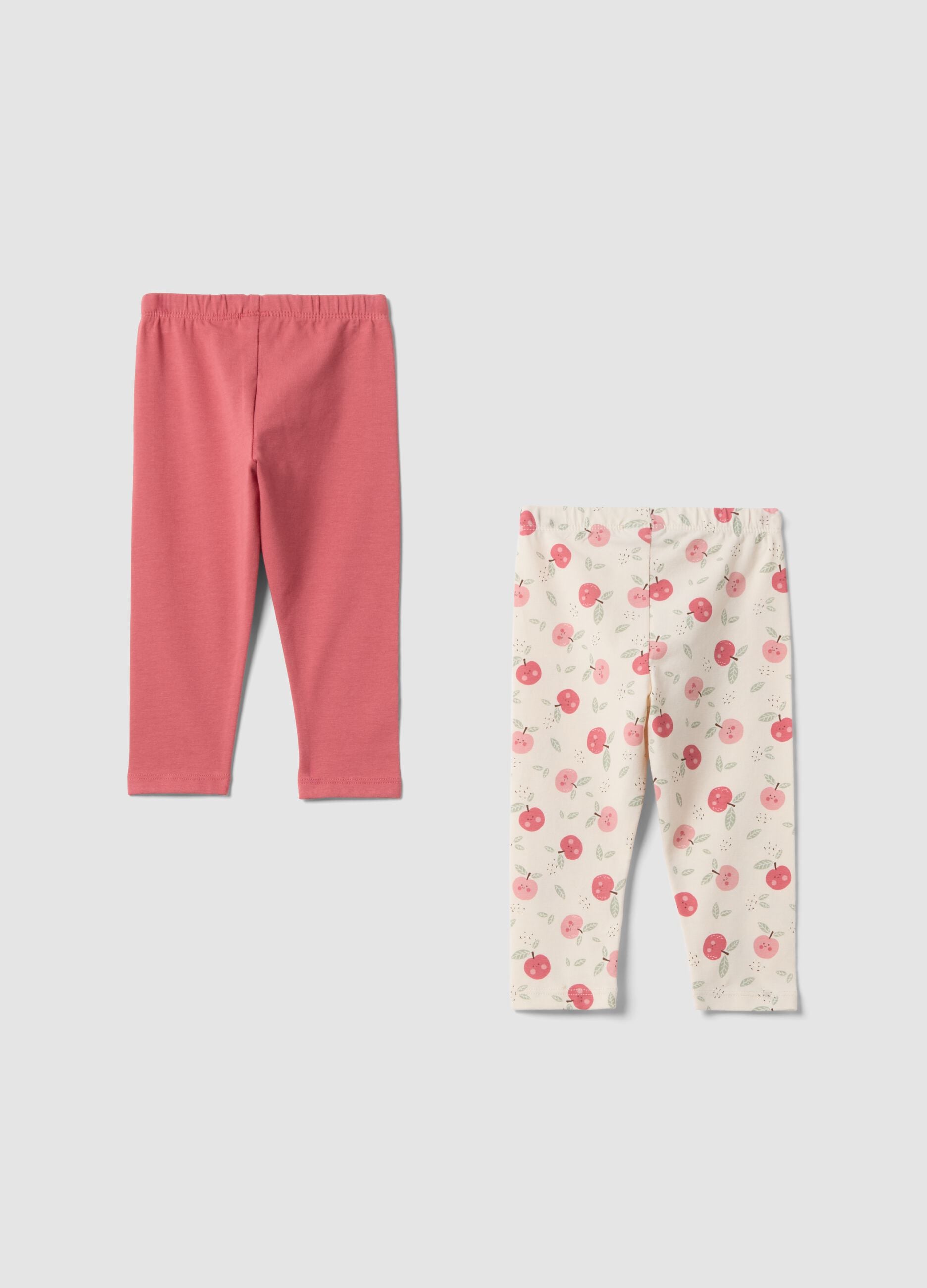 Bipack leggings multicolor in cotone organico elasticizzato per bimba