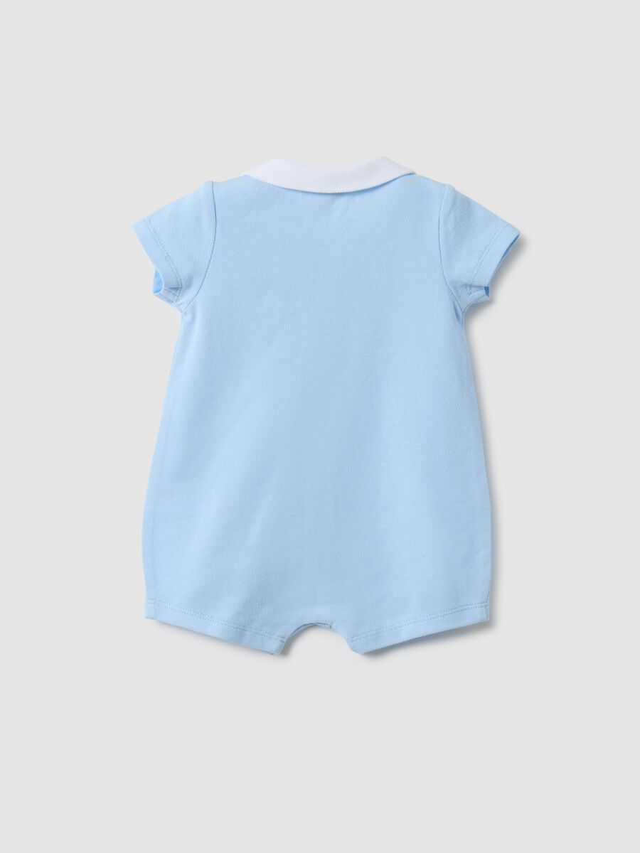 Baby blue cotton romper with pointed collar_1
