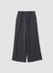 Grey wide-leg trousers in pure cotton_0