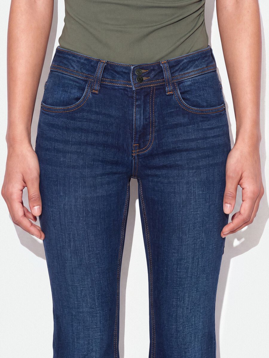 Blue stretch-cotton flare jeans_3