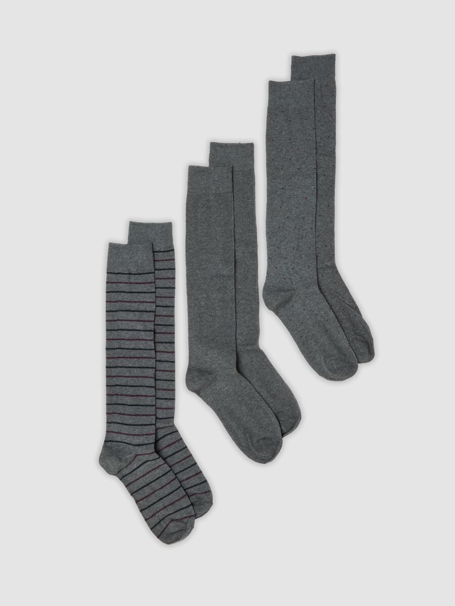 3-Pack of Grey Long Socks in Stretch Organic Cotton_0
