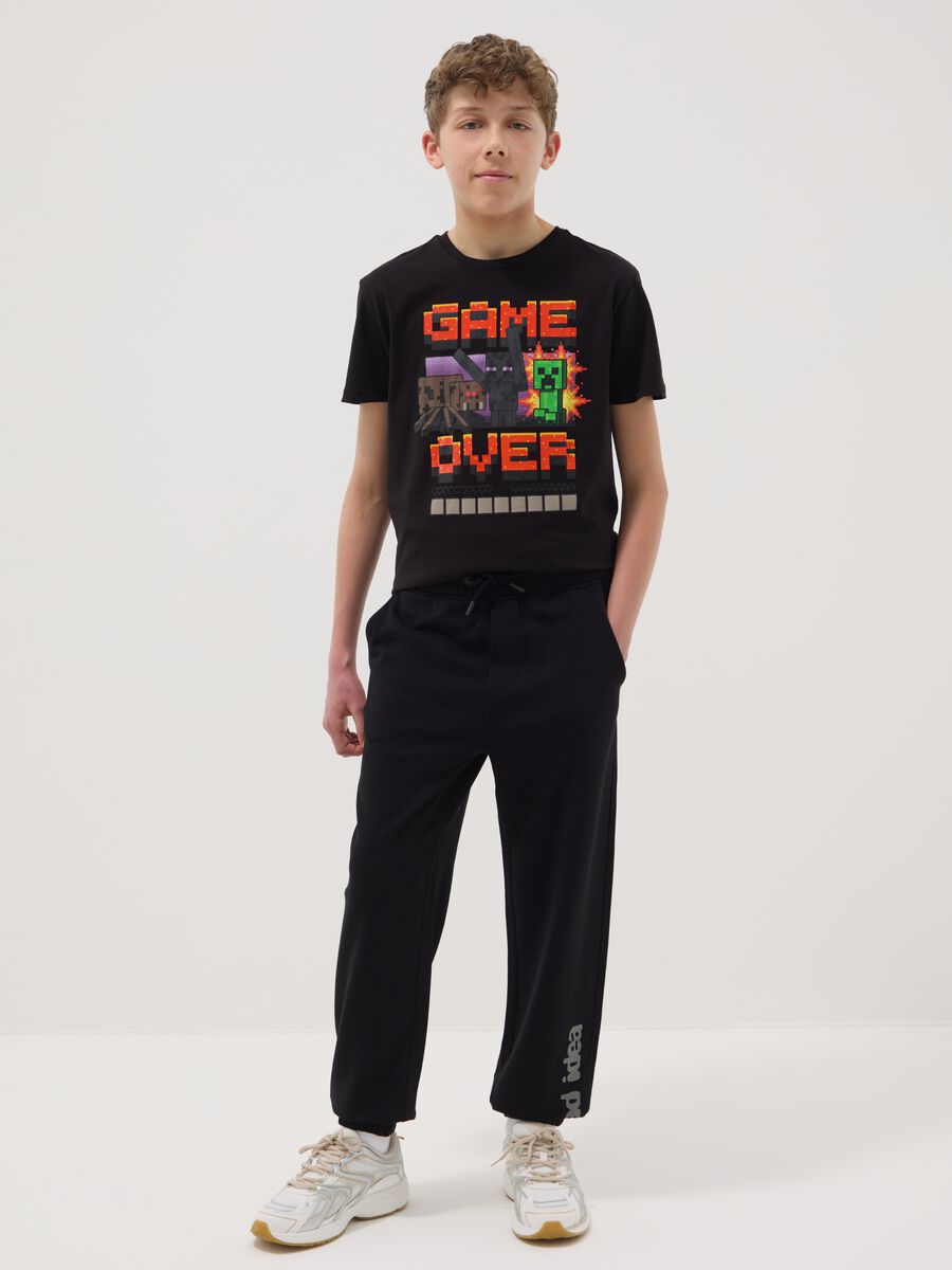 Boys' regular fit pure cotton black jogger trousers_0