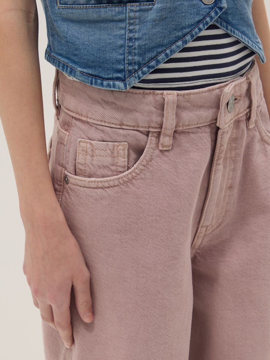 Superweite Jeans mit weitem Bein aus rosa Baumwoll-Denim f&uuml;r M&auml;dchen_2
