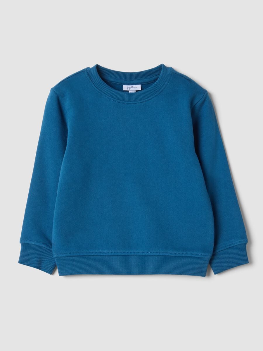 Blaue Sweatshirt mit Rundhalsausschnitt aus reiner Bio-Baumwolle_0