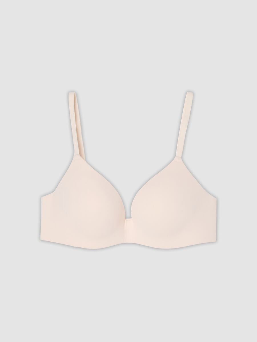 Pink padded triangle bra in stretch fabric_4