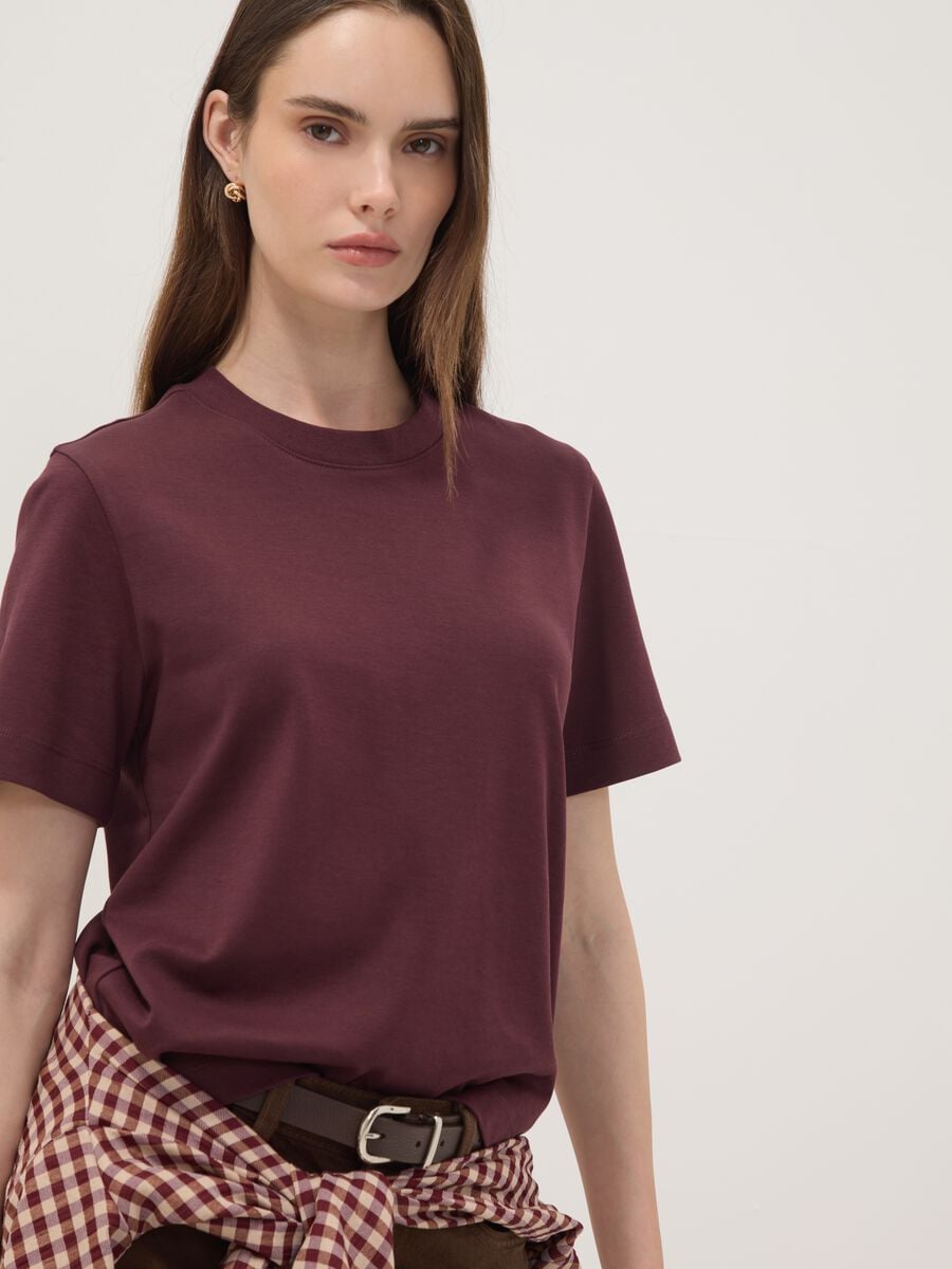 Purple pure cotton relaxed-fit T-shirt_0