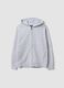Grey hooded zip-up sweatshirt in pure organic cotton for boys, relaxed fit_4