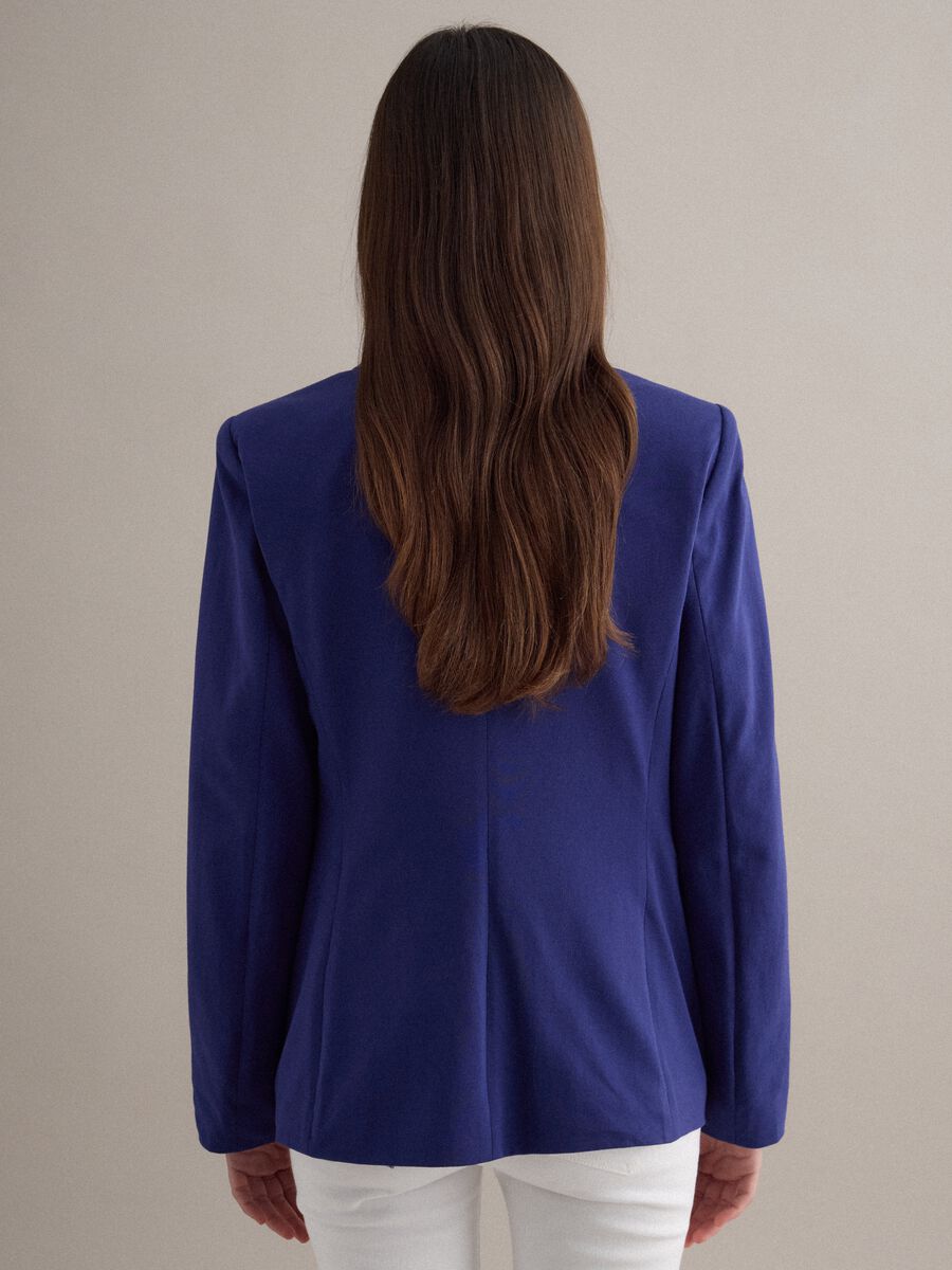 Blue Cotton Stretch Regular Fit Blazer_3