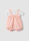 Pink and white organic cotton set with gingham romper_1