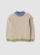 Beige stretch crew-neck jumper in oversized fit_0
