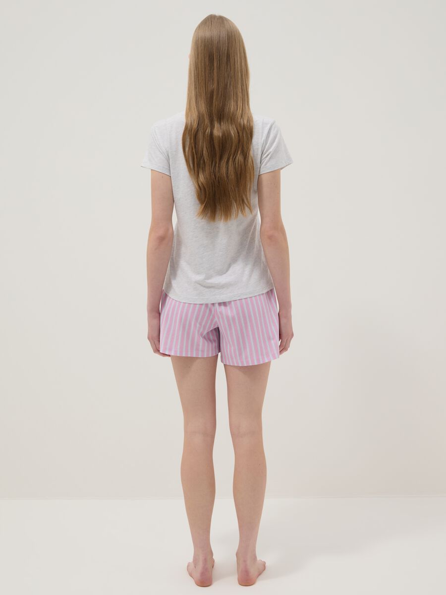 Short striped multicoloured stretch cotton pyjamas, regular fit_2