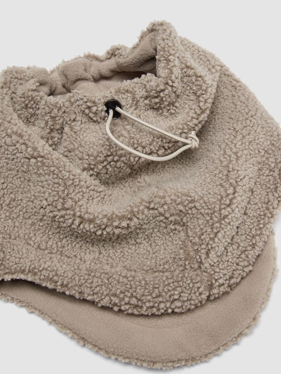 Beige teddy-effect neck warmer with drawstring ALTAVIA WITH DEBORAH COMPAGNONI_1