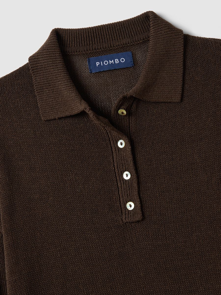 Brown regular fit polo with elbow-length sleeves_5