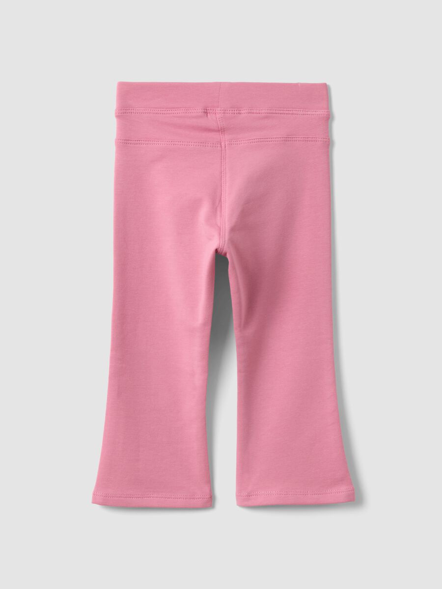Pink organic stretch-cotton flared trousers for baby girl_1