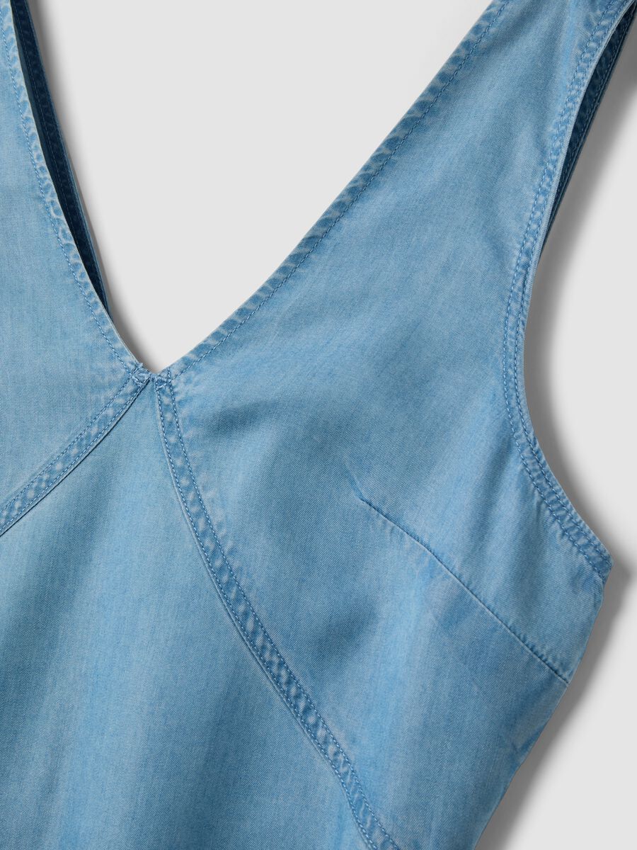 Light Blue Denim Midi Dress in 100% Lyocell, Sleeveless_1