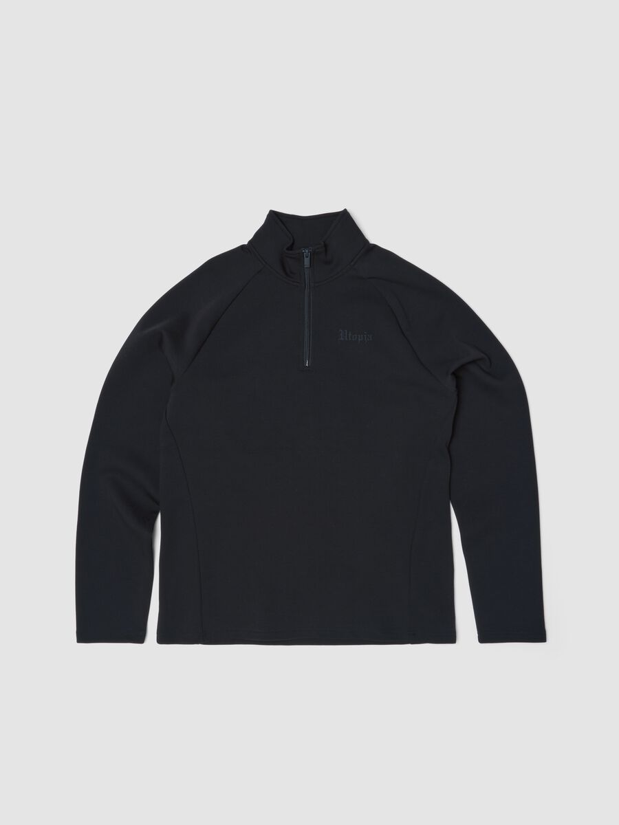 Sweat technique demi-zip &ndash; Coupe ajust&eacute;e Noir_0