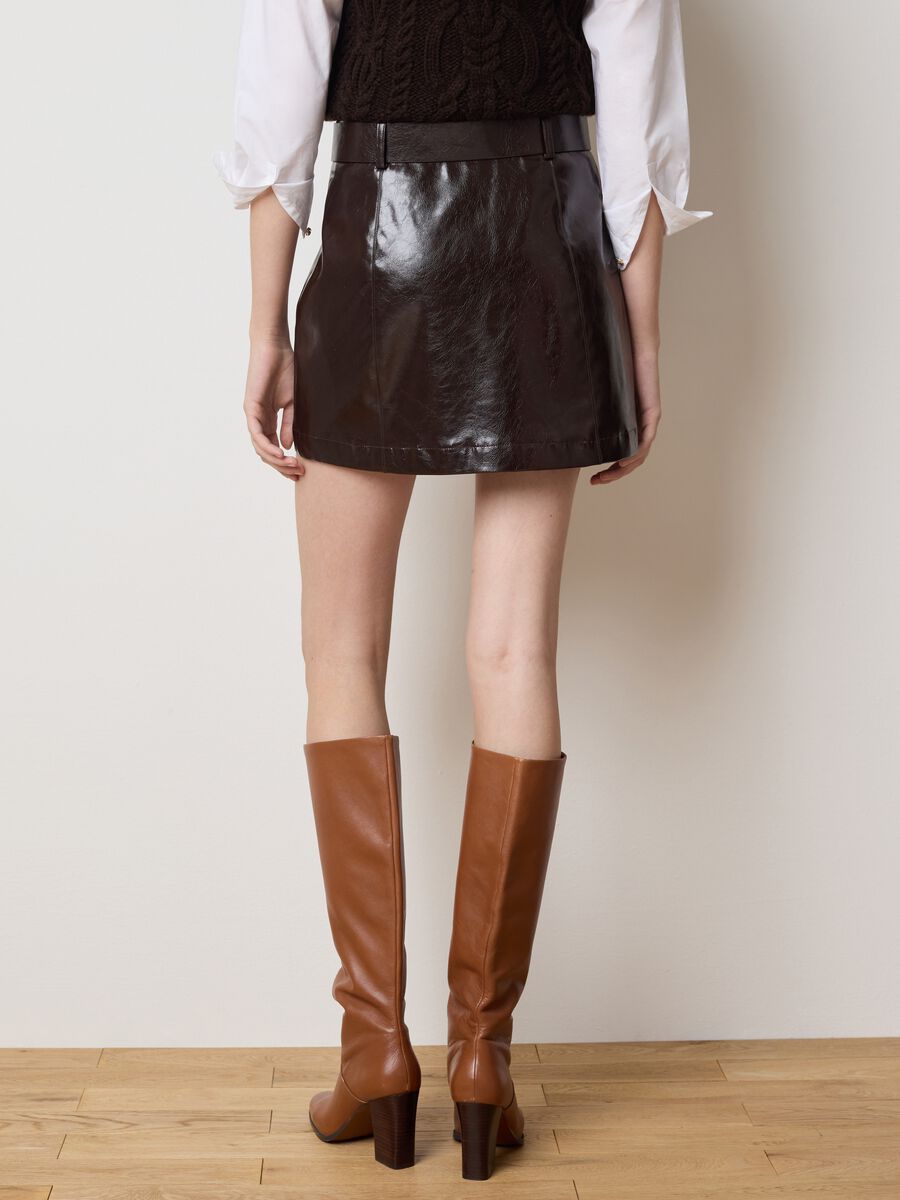 Black Shiny Knit Mini Skirt_2