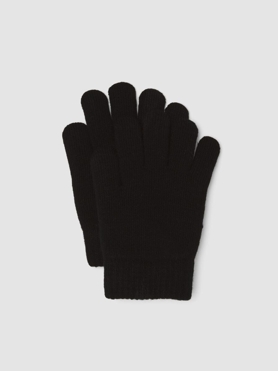 Black stretch-fabric gloves_0