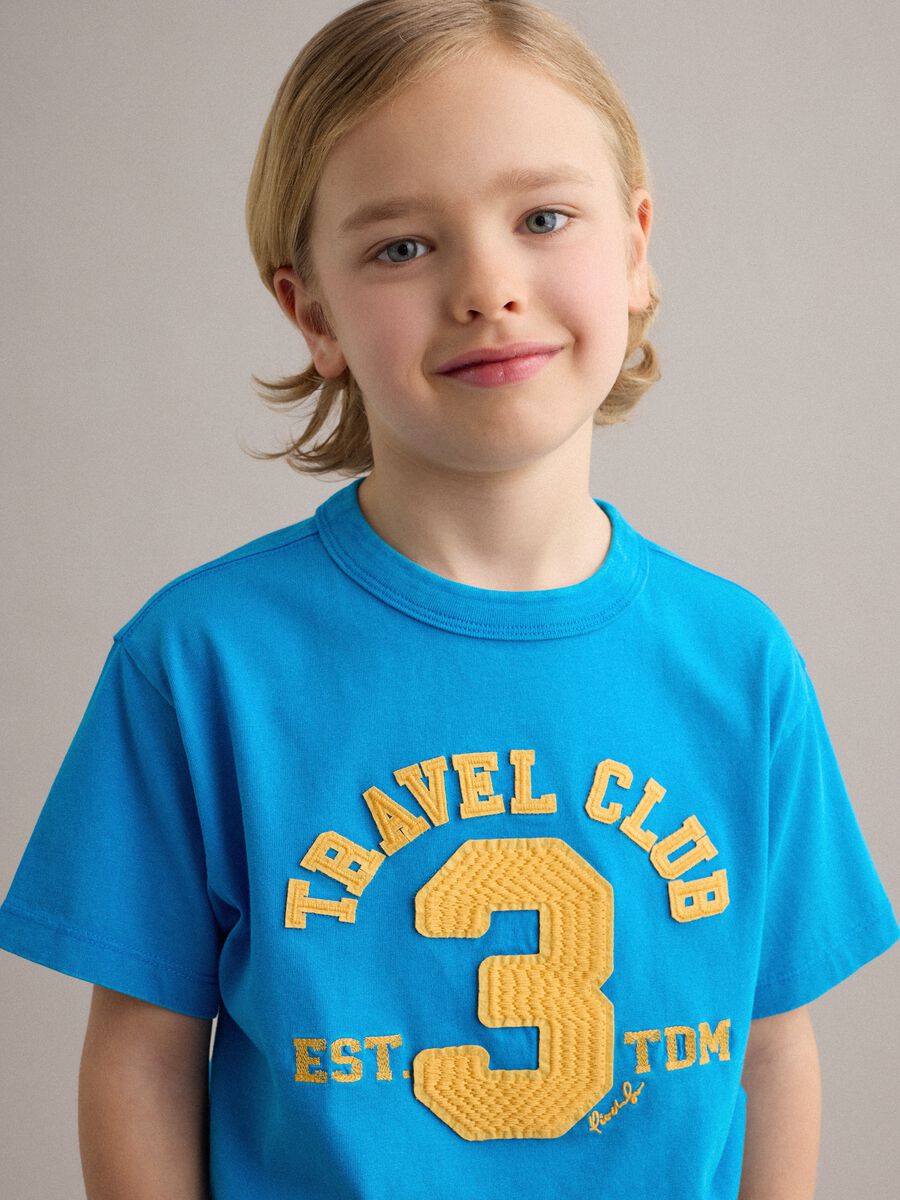 Boys' blue pure cotton regular fit T-shirt with print_2