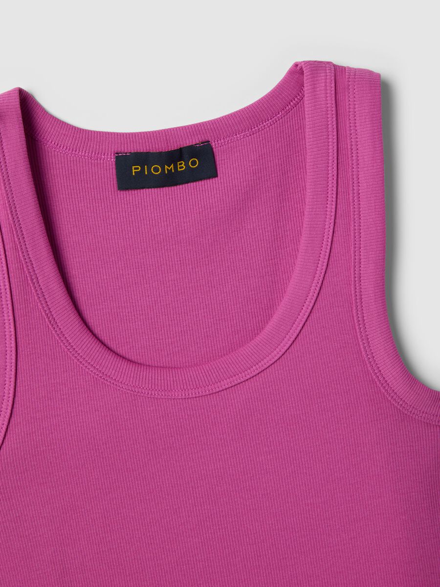 Pink stretch cotton regular fit tank top_5