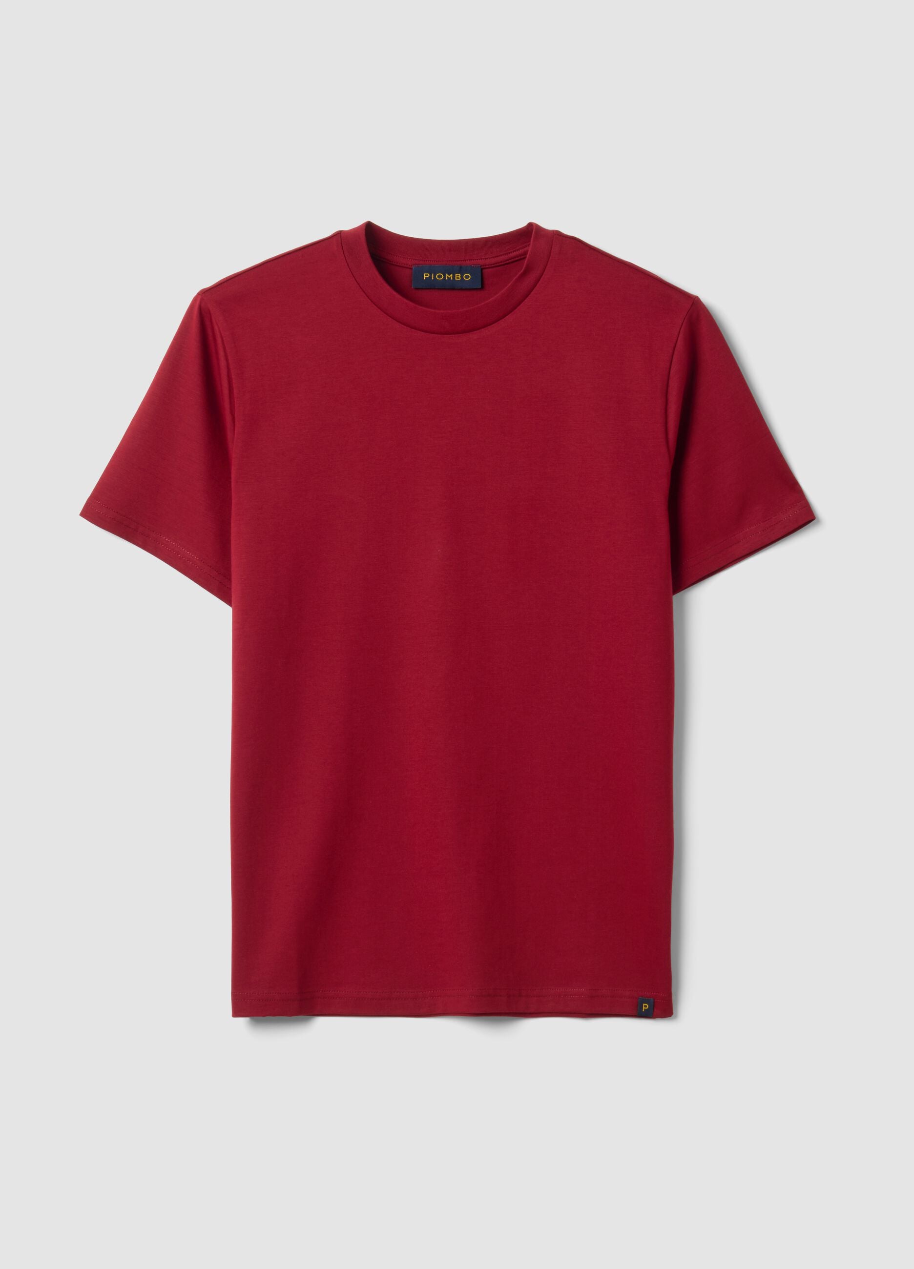 Red Supima cotton crew-neck T-shirt, regular fit