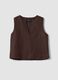 Top castanho oversized em mistura de linho e viscose_4
