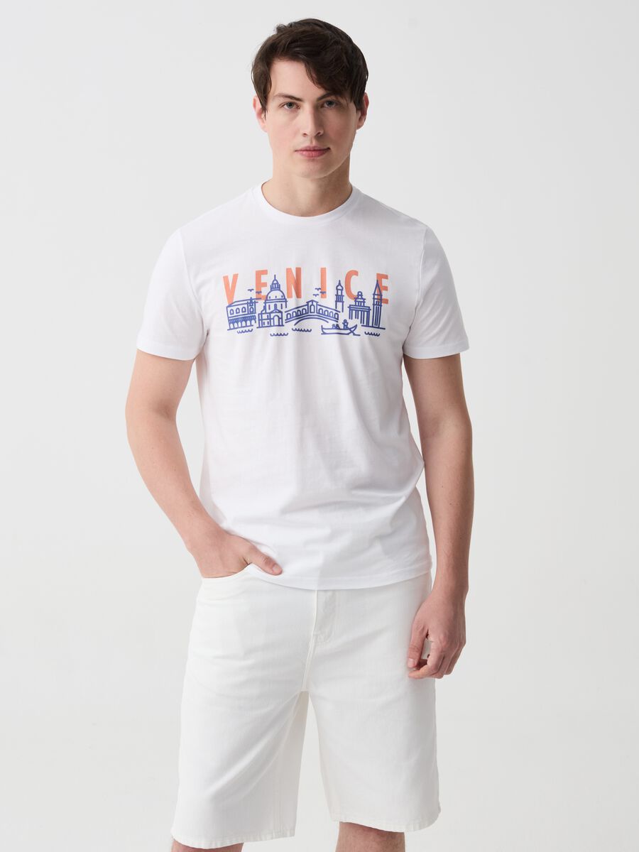 Cotton T-shirt with Venice print_0