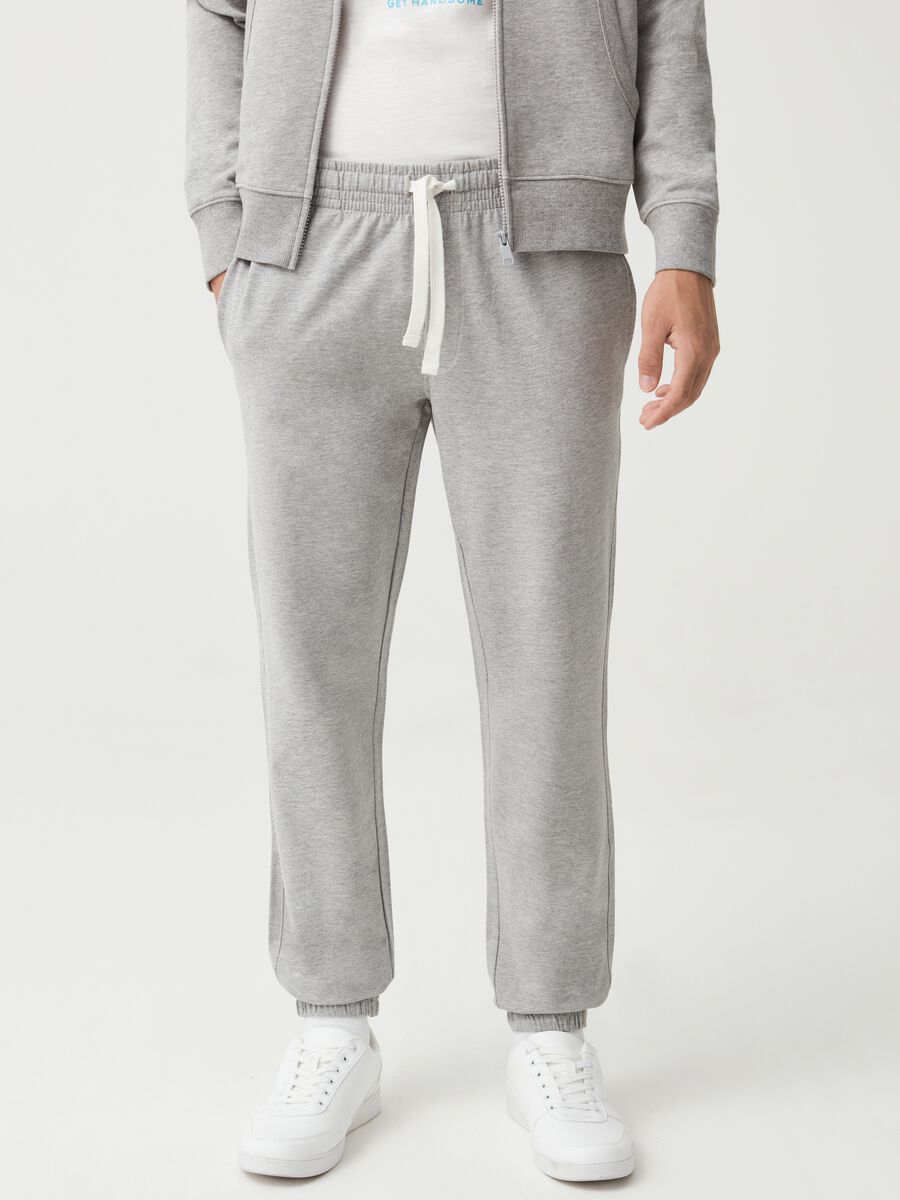 Stretch fleece joggers with drawstring_1