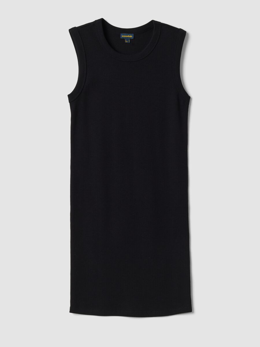 Black stretch cotton mini dress_4