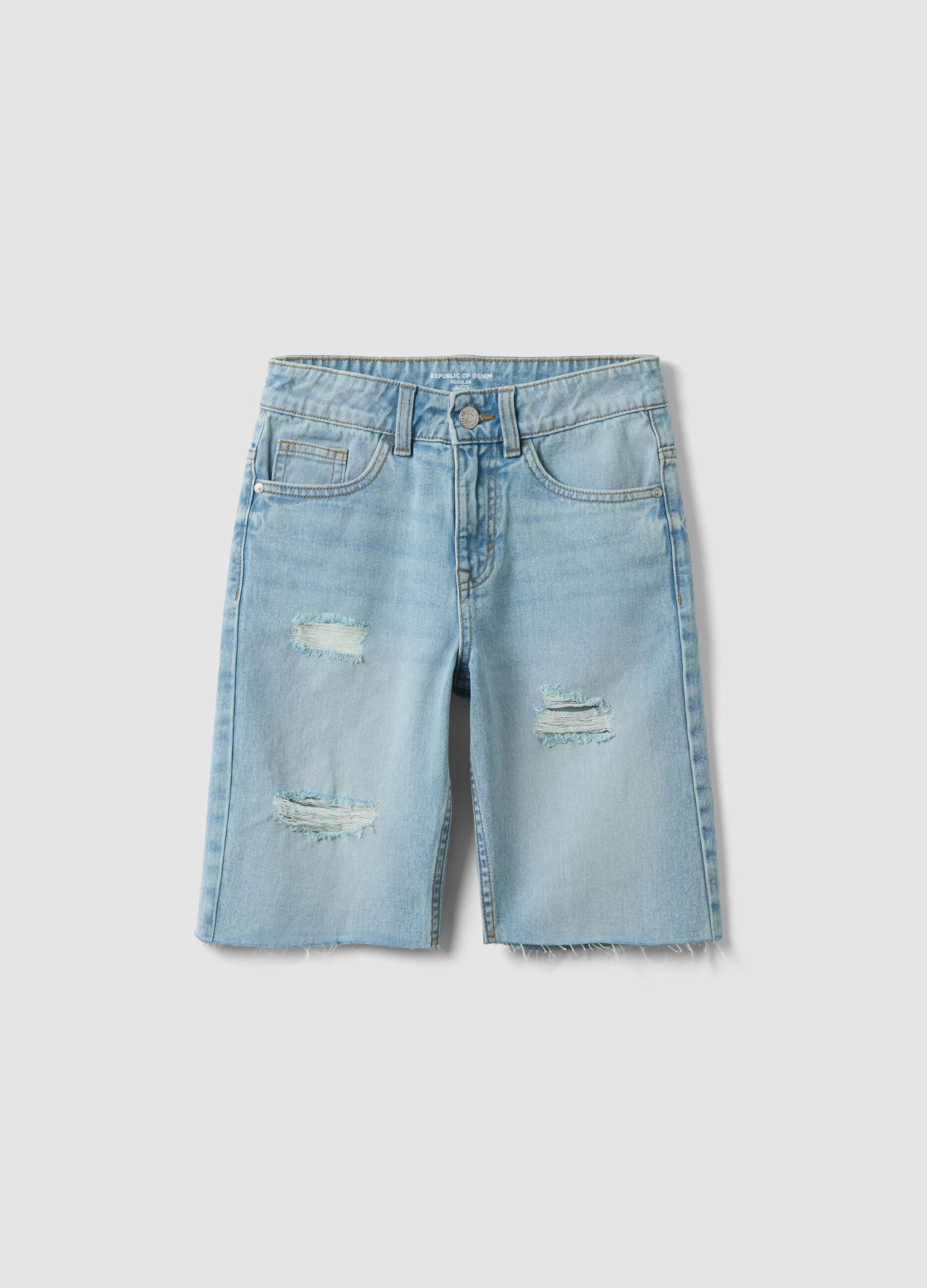 Boys&rsquo; light blue denim shorts, regular fit